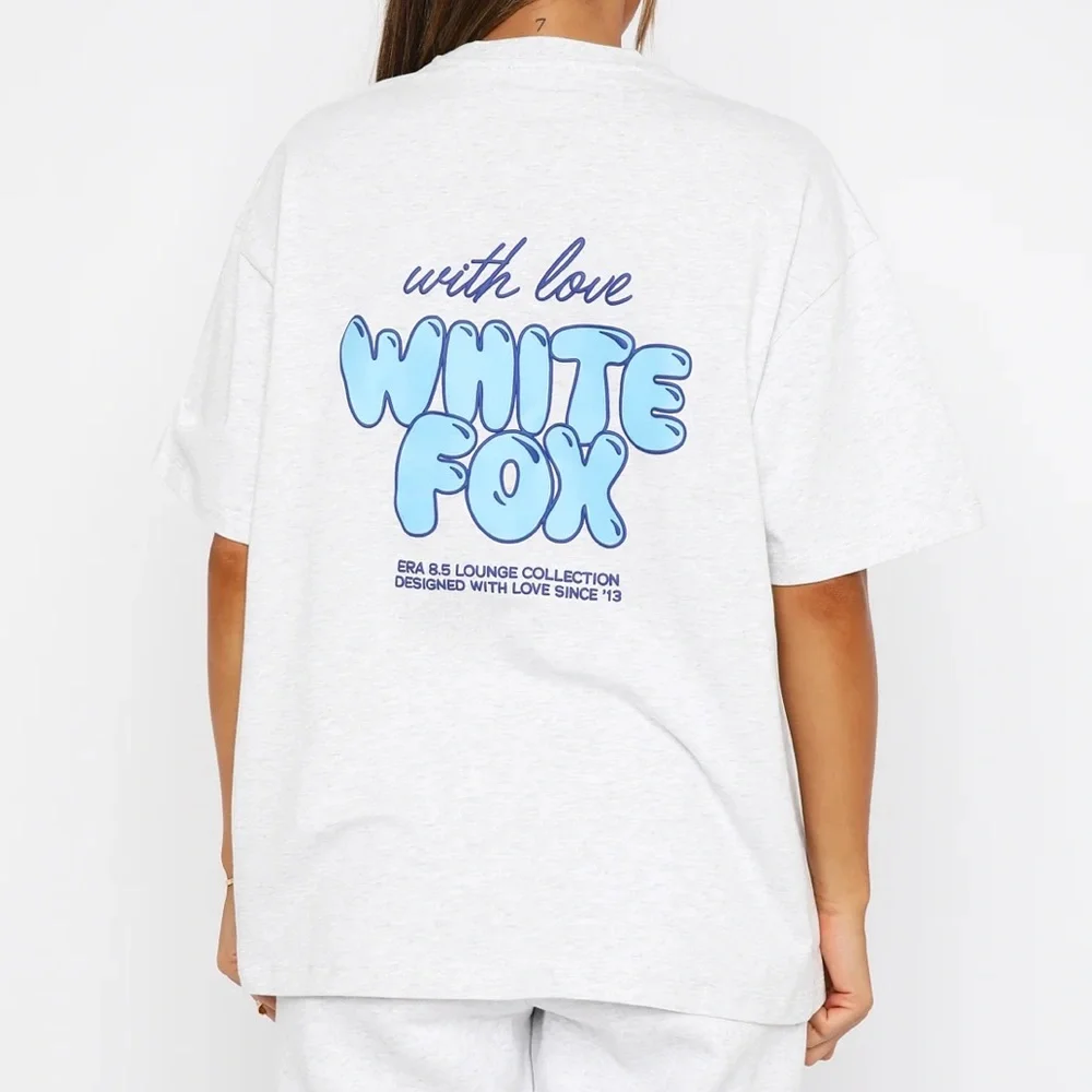 White Fox Boutique With Love Always Oversized Tee Grey Marle 100% Cotton - Picture 4 of 14